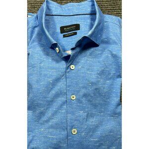 Bugatchi Men's Blue Button-Up Shirt With OoohCotton Tech 8-Way Stretch Size XL